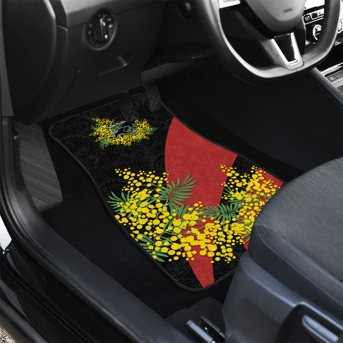 Penrith Panthers Car Mats Golden Wattle Floral Polynesian - Australian Flower - Rugby Mascot
