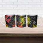 Penrith Panthers Ceramic Mug Golden Wattle Floral Polynesian - Australian Flower - Rugby Mascot