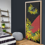 Penrith Panthers Door Cover Golden Wattle Floral Polynesian - Australian Flower - Rugby Mascot