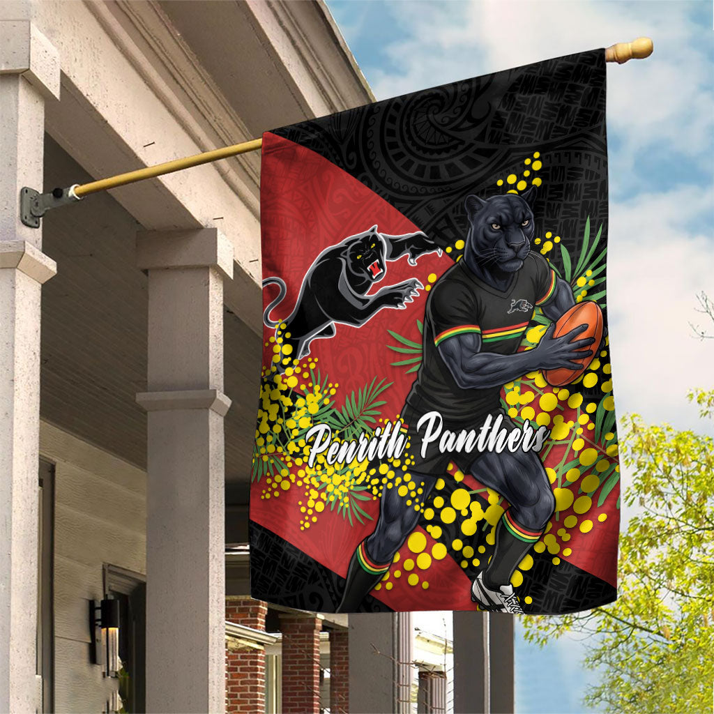 Penrith Panthers Garden Flag Golden Wattle Floral Polynesian - Australian Flower - Rugby Mascot