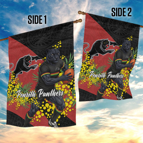 Penrith Panthers Garden Flag Golden Wattle Floral Polynesian - Australian Flower - Rugby Mascot