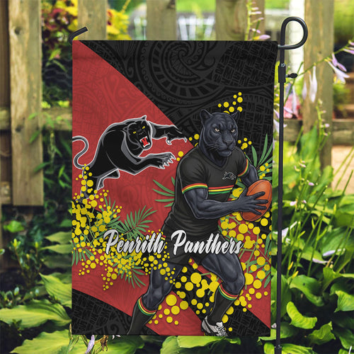 Penrith Panthers Garden Flag Golden Wattle Floral Polynesian - Australian Flower - Rugby Mascot