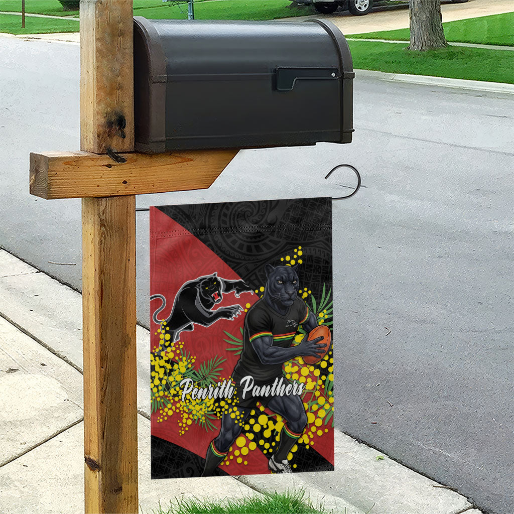 Penrith Panthers Garden Flag Golden Wattle Floral Polynesian - Australian Flower - Rugby Mascot