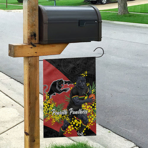 Penrith Panthers Garden Flag Golden Wattle Floral Polynesian - Australian Flower - Rugby Mascot
