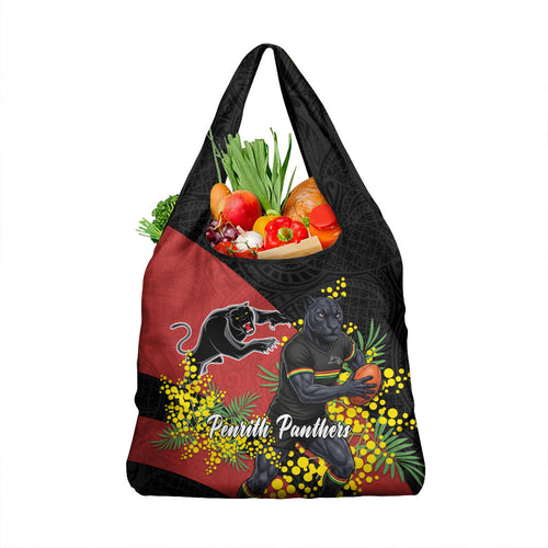 Penrith Panthers Grocery Bag Golden Wattle Floral Polynesian - Australian Flower - Rugby Mascot
