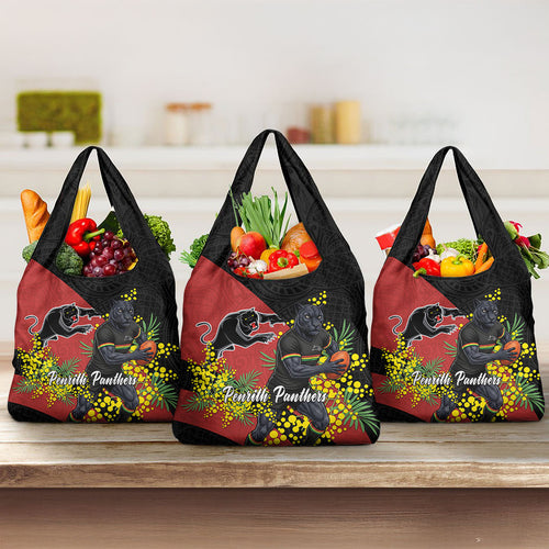 Penrith Panthers Grocery Bag Golden Wattle Floral Polynesian - Australian Flower - Rugby Mascot