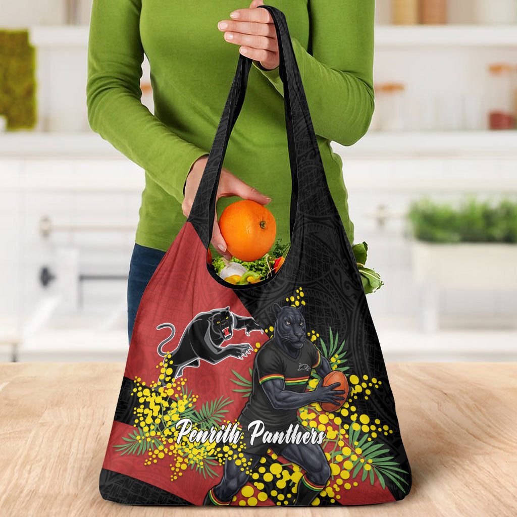 Penrith Panthers Grocery Bag Golden Wattle Floral Polynesian - Australian Flower - Rugby Mascot