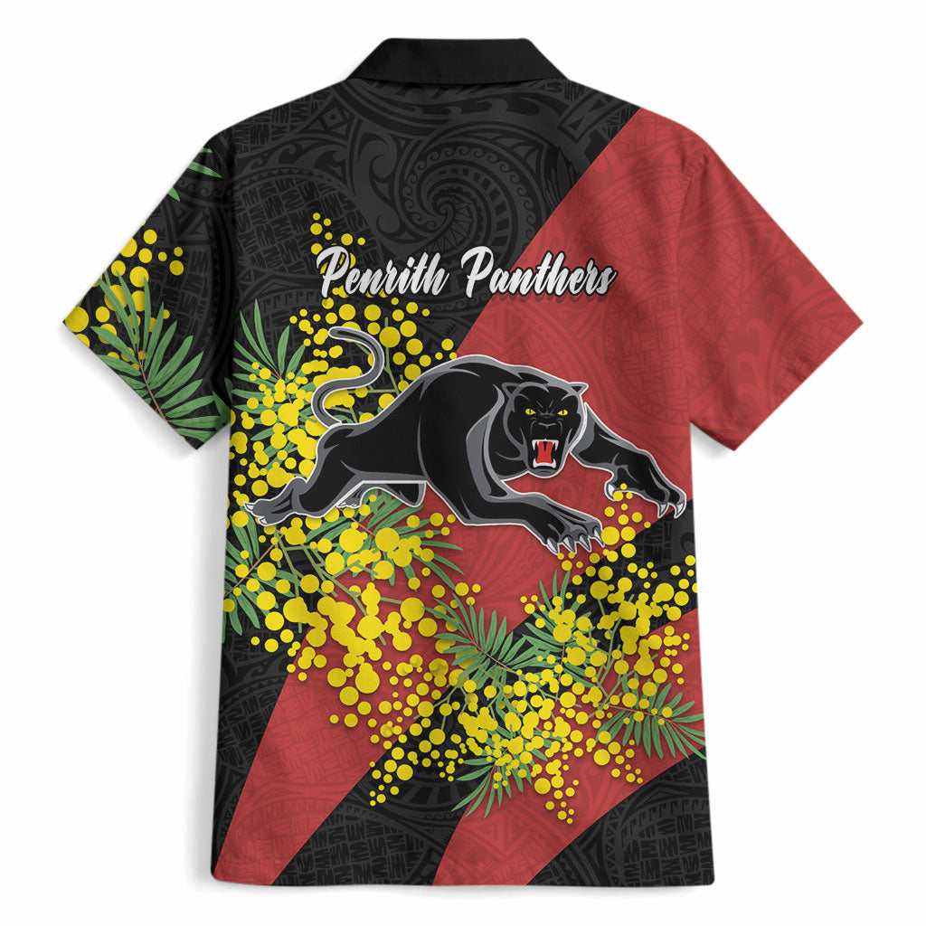 Penrith Panthers Hawaiian Shirt Golden Wattle Floral Polynesian - Australian Flower - Rugby Mascot