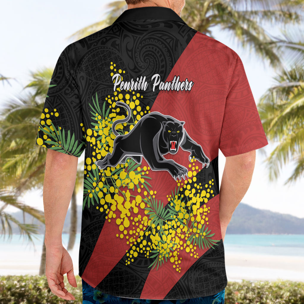 Penrith Panthers Hawaiian Shirt Golden Wattle Floral Polynesian - Australian Flower - Rugby Mascot