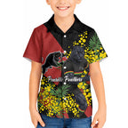 Penrith Panthers Hawaiian Shirt Golden Wattle Floral Polynesian - Australian Flower - Rugby Mascot