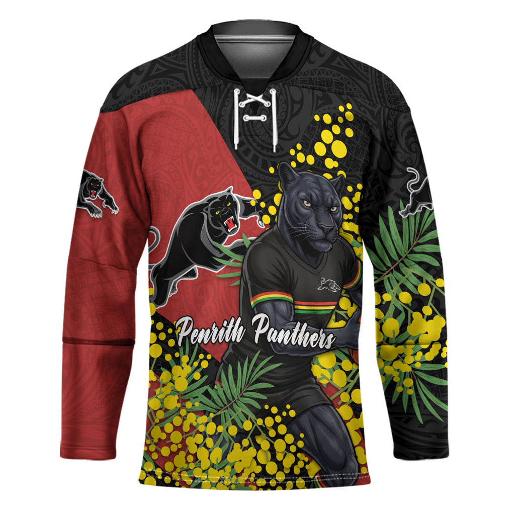 Penrith Panthers Hockey Jersey Golden Wattle Floral Polynesian - Australian Flower - Rugby Mascot