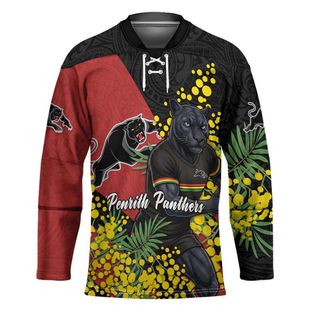 Penrith Panthers Hockey Jersey Golden Wattle Floral Polynesian - Australian Flower - Rugby Mascot