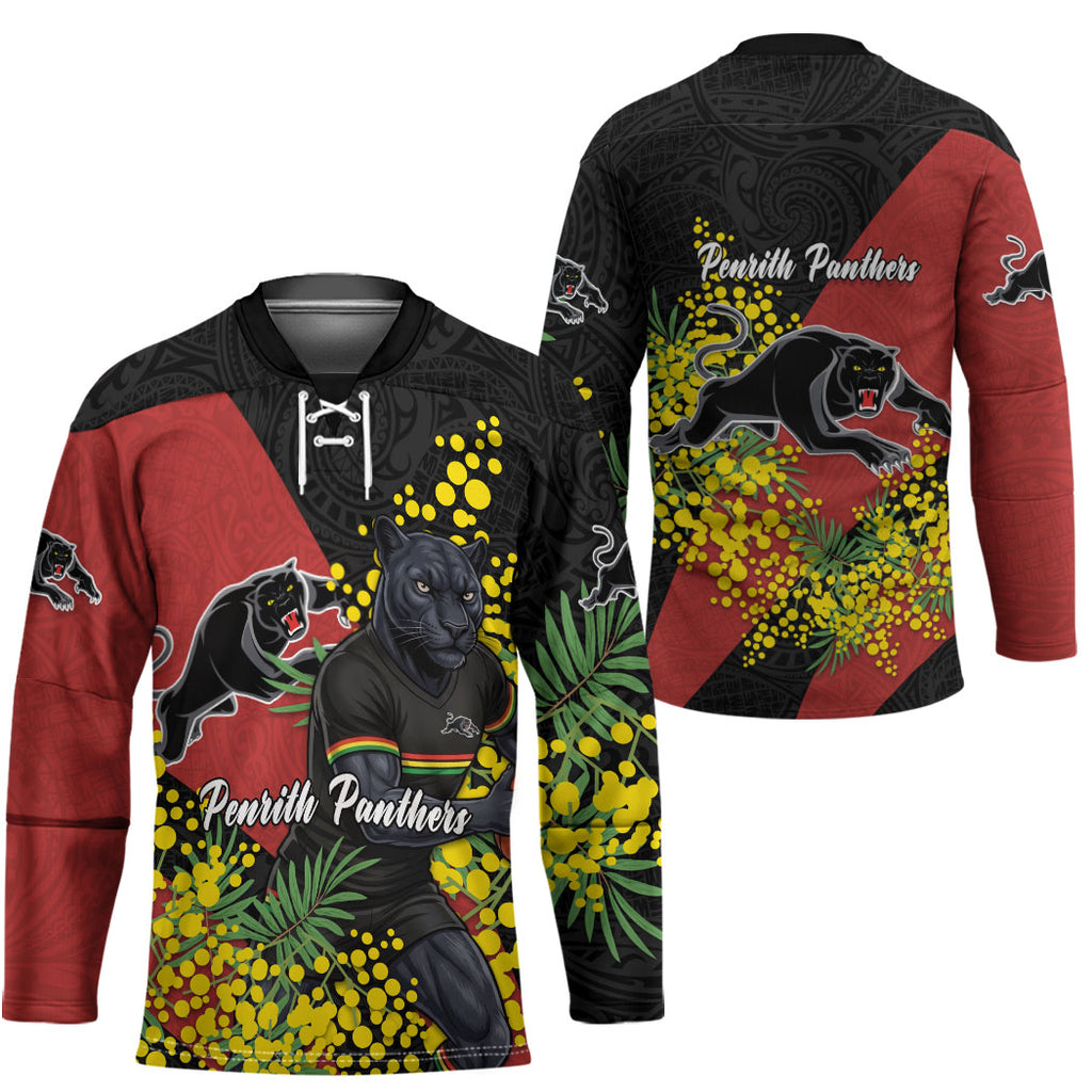 Penrith Panthers Hockey Jersey Golden Wattle Floral Polynesian - Australian Flower - Rugby Mascot