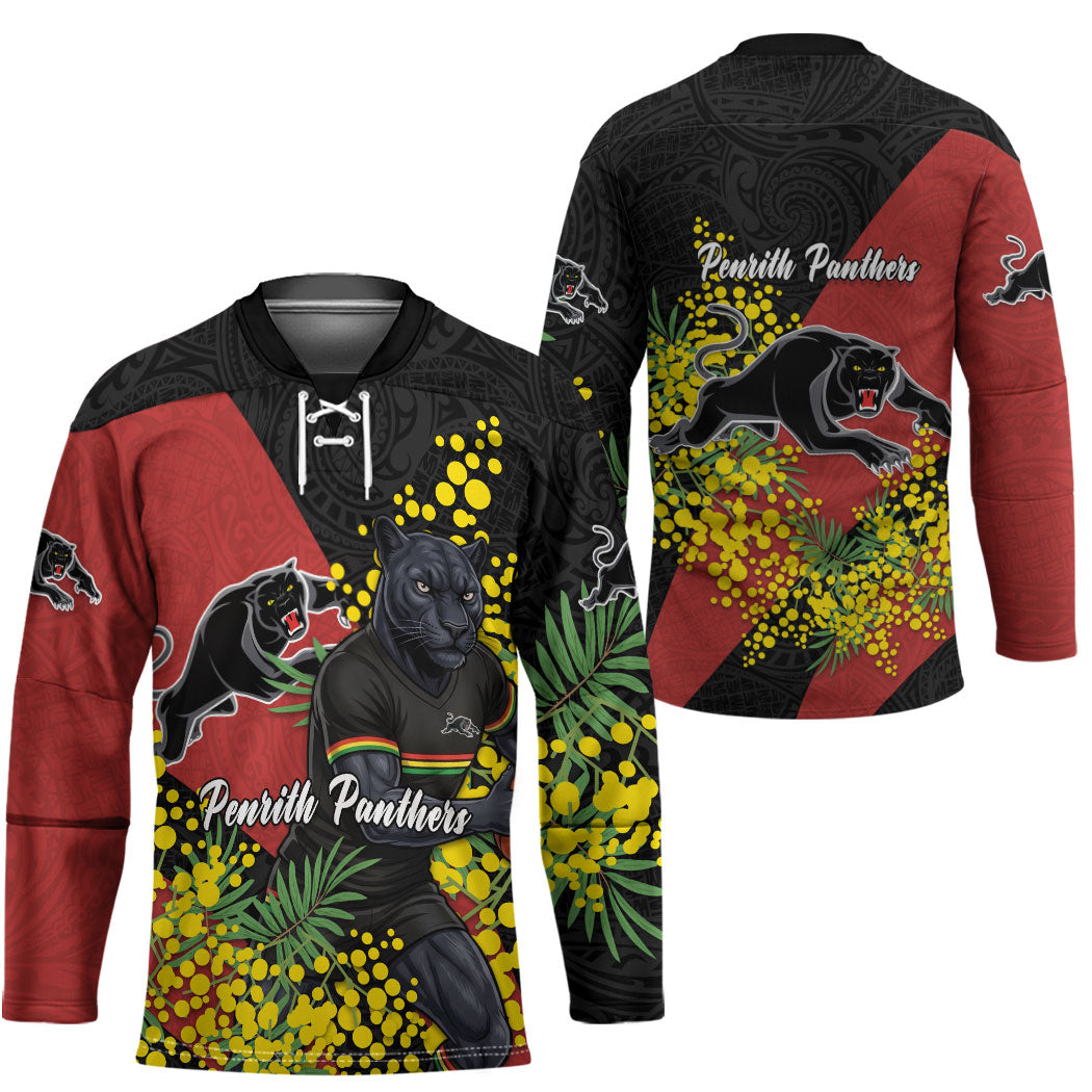 Penrith Panthers Hockey Jersey Golden Wattle Floral Polynesian - Australian Flower - Rugby Mascot