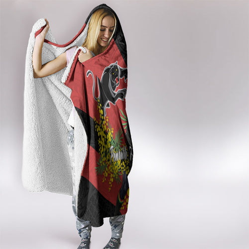 Penrith Panthers Hooded Blanket Golden Wattle Floral Polynesian - Australian Flower - Rugby Mascot