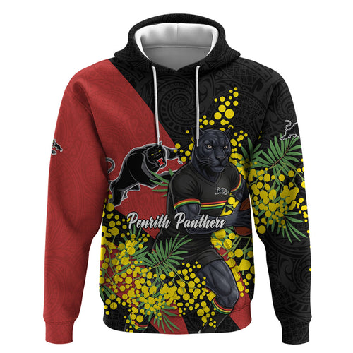 Penrith Panthers Hoodie Golden Wattle Floral Polynesian - Australian Flower - Rugby Mascot