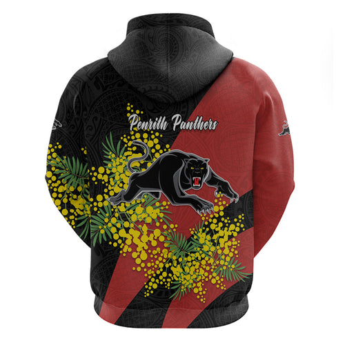 Penrith Panthers Hoodie Golden Wattle Floral Polynesian - Australian Flower - Rugby Mascot