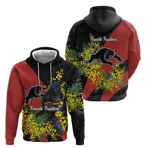 Penrith Panthers Hoodie Golden Wattle Floral Polynesian - Australian Flower - Rugby Mascot