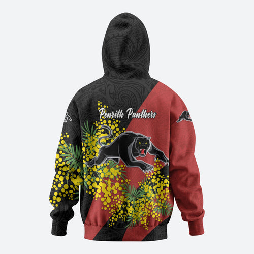Penrith Panthers Hoodie Golden Wattle Floral Polynesian - Australian Flower - Rugby Mascot