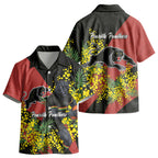 Penrith Panthers Kid Hawaiian Shirt Golden Wattle Floral Polynesian - Australian Flower - Rugby Mascot