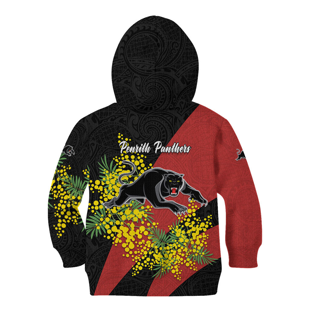 Penrith Panthers Kid Hoodie Golden Wattle Floral Polynesian - Australian Flower - Rugby Mascot