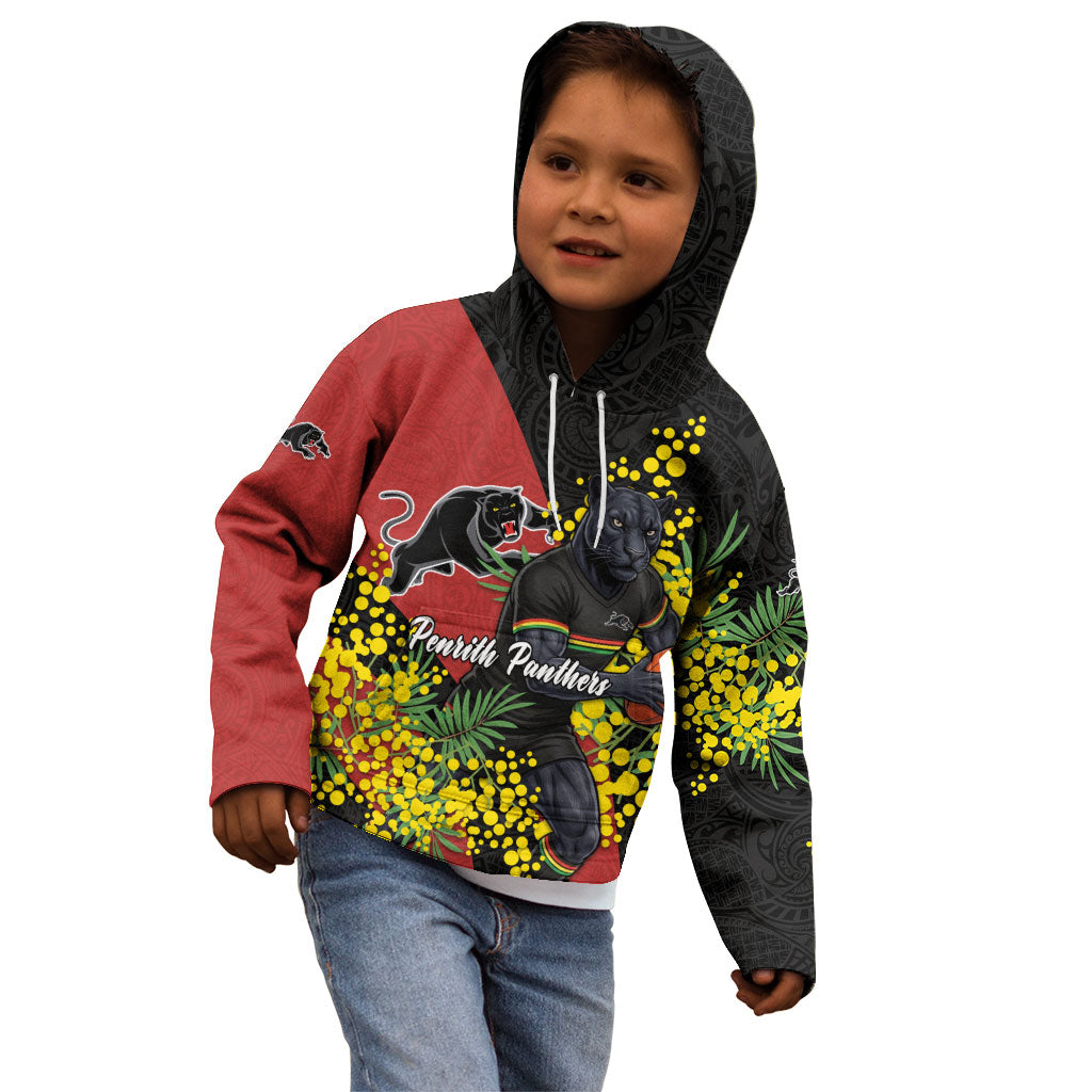 Penrith Panthers Kid Hoodie Golden Wattle Floral Polynesian - Australian Flower - Rugby Mascot