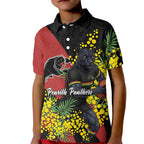 Penrith Panthers Kid Polo Shirt Golden Wattle Floral Polynesian - Australian Flower - Rugby Mascot