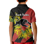 Penrith Panthers Kid Polo Shirt Golden Wattle Floral Polynesian - Australian Flower - Rugby Mascot