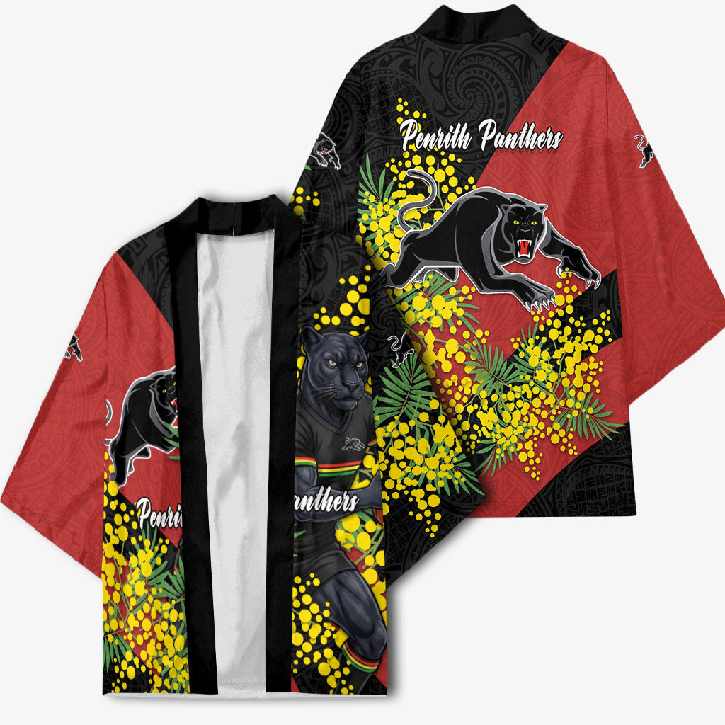 Penrith Panthers Kimono Golden Wattle Floral Polynesian - Australian Flower - Rugby Mascot