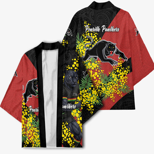 Penrith Panthers Kimono Golden Wattle Floral Polynesian - Australian Flower - Rugby Mascot