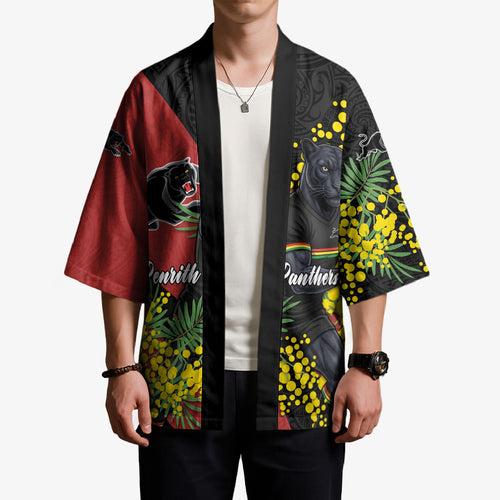 Penrith Panthers Kimono Golden Wattle Floral Polynesian - Australian Flower - Rugby Mascot
