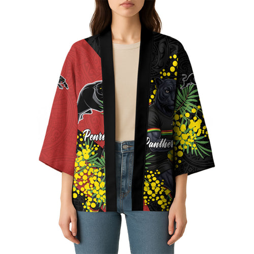 Penrith Panthers Kimono Golden Wattle Floral Polynesian - Australian Flower - Rugby Mascot