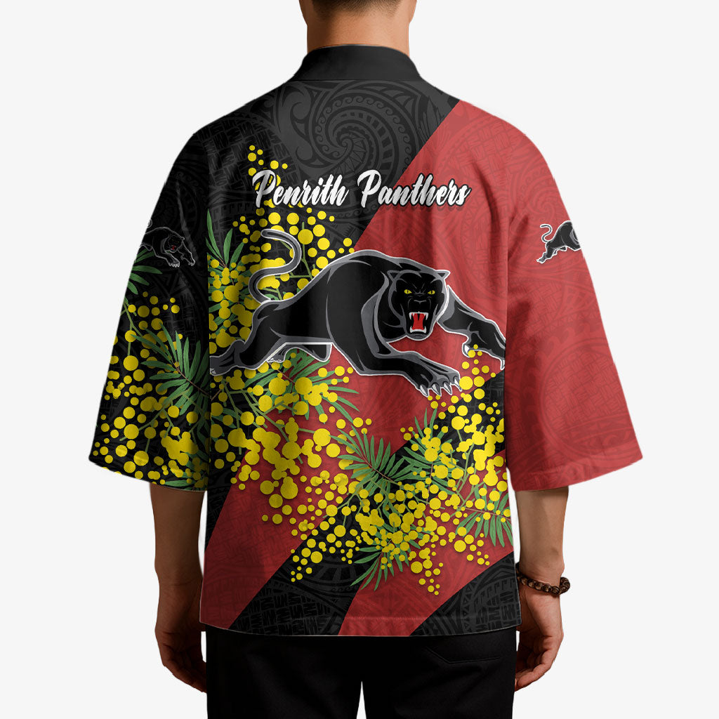 Penrith Panthers Kimono Golden Wattle Floral Polynesian - Australian Flower - Rugby Mascot