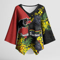 Penrith Panthers Kimono Sleeve Blouse Golden Wattle Floral Polynesian - Australian Flower - Rugby Mascot