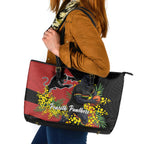 Penrith Panthers Leather Tote Bag Golden Wattle Floral Polynesian - Australian Flower - Rugby Mascot