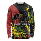 Penrith Panthers Long Sleeve Shirt Golden Wattle Floral Polynesian - Australian Flower - Rugby Mascot