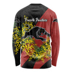 Penrith Panthers Long Sleeve Shirt Golden Wattle Floral Polynesian - Australian Flower - Rugby Mascot