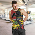 Penrith Panthers Men Tank Top Golden Wattle Floral Polynesian - Australian Flower - Rugby Mascot