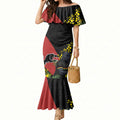 Penrith Panthers Mermaid Dress Golden Wattle Floral Polynesian - Australian Flower - Rugby Mascot