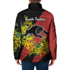 Penrith Panthers Padded Jacket Golden Wattle Floral Polynesian - Australian Flower - Rugby Mascot