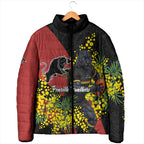 Penrith Panthers Padded Jacket Golden Wattle Floral Polynesian - Australian Flower - Rugby Mascot