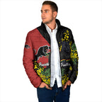 Penrith Panthers Padded Jacket Golden Wattle Floral Polynesian - Australian Flower - Rugby Mascot