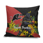 Penrith Panthers Pillow Cover Golden Wattle Floral Polynesian - Australian Flower - Rugby Mascot