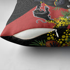 Penrith Panthers Pillow Cover Golden Wattle Floral Polynesian - Australian Flower - Rugby Mascot