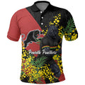 Penrith Panthers Polo Shirt Golden Wattle Floral Polynesian - Australian Flower - Rugby Mascot