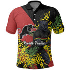 Penrith Panthers Polo Shirt Golden Wattle Floral Polynesian - Australian Flower - Rugby Mascot