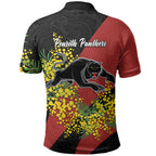 Penrith Panthers Polo Shirt Golden Wattle Floral Polynesian - Australian Flower - Rugby Mascot