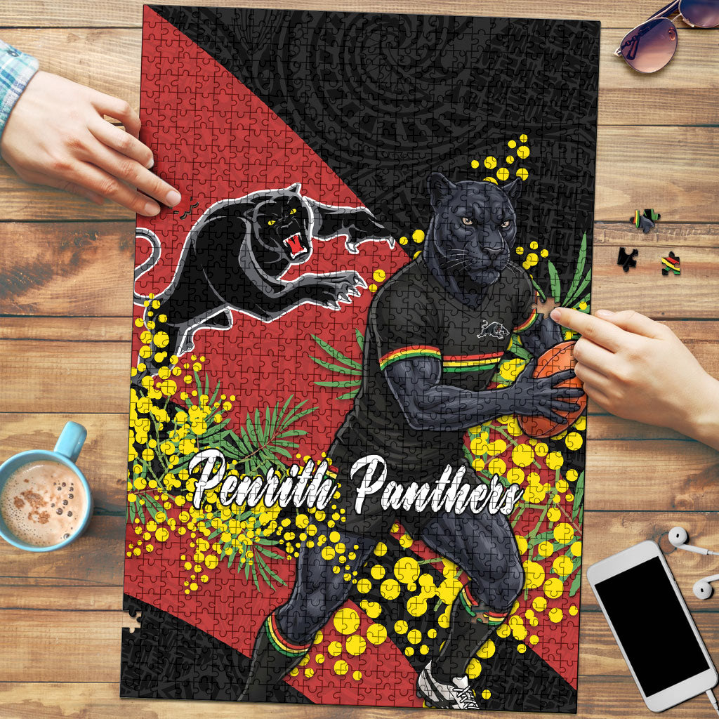 Penrith Panthers Puzzle Golden Wattle Floral Polynesian - Australian Flower - Rugby Mascot
