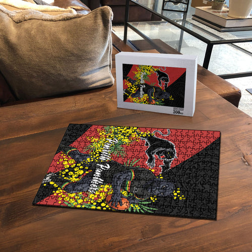 Penrith Panthers Puzzle Golden Wattle Floral Polynesian - Australian Flower - Rugby Mascot