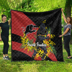 Penrith Panthers Quilt Golden Wattle Floral Polynesian - Australian Flower - Rugby Mascot